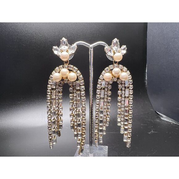 Stella & Dot Crystal Waterfall Earrings - Picture 1 of 11